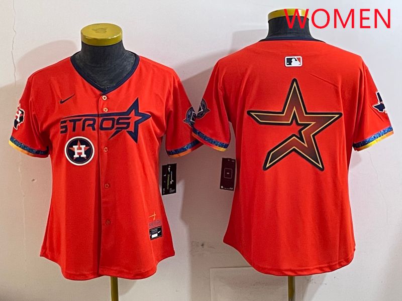 Women Houston Astros Blank Orange Fourth generation Joint Name 2025 Nike MLB Jersey style 9->women mlb jersey->Women Jersey